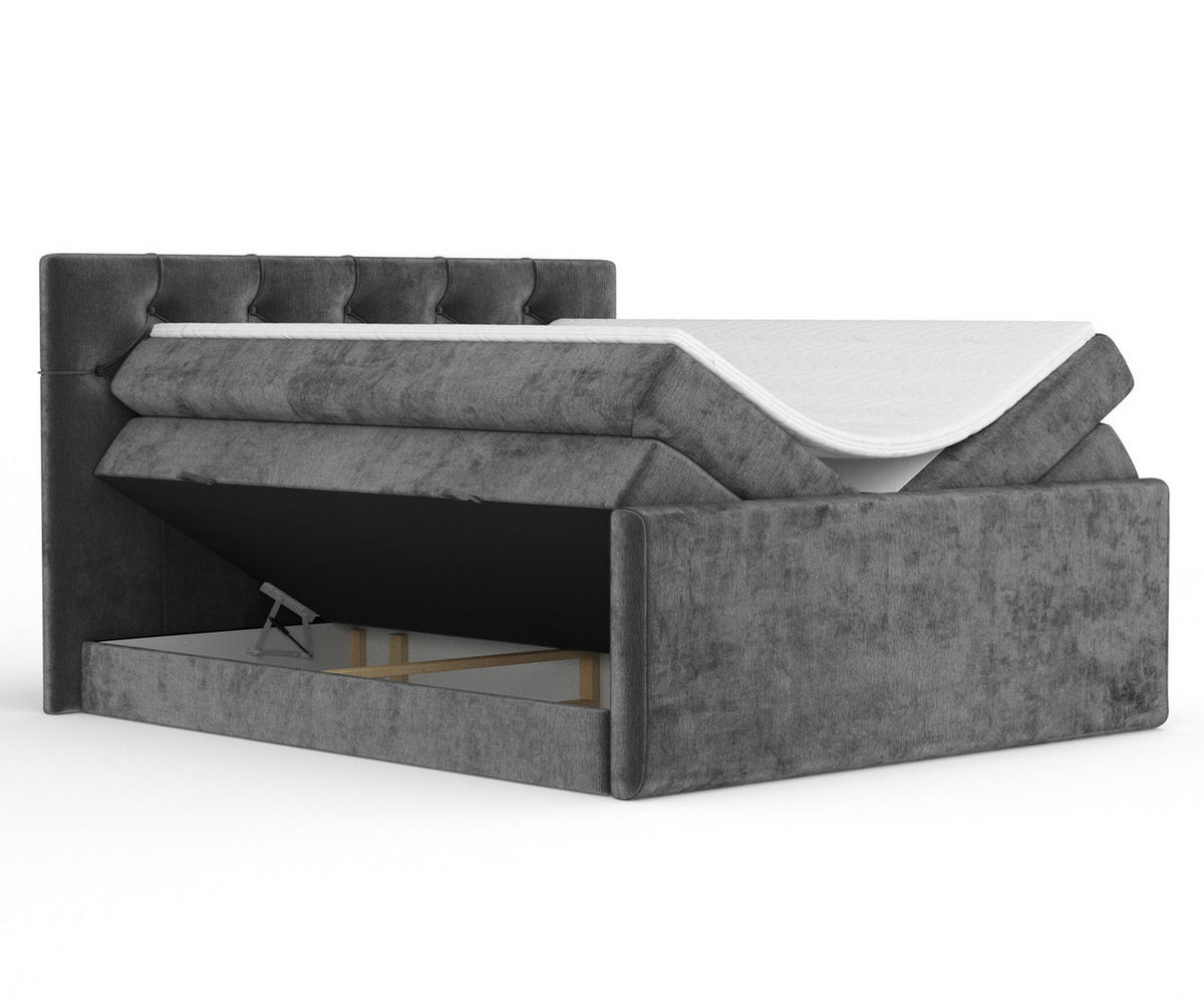 BOXSPRINGBETT Hugo Anthrazit 200/200 cm - Anthrazit/Schwarz, Holz/Holzwerkstoff (200/200cm) - Maison de Reve