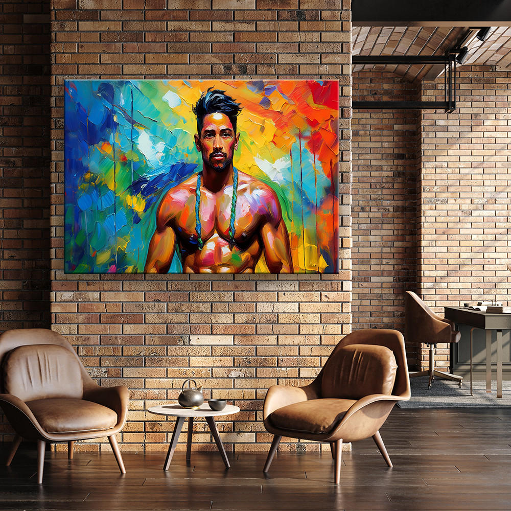 WANDBILD mann abstrakt bunt - Multicolor, Textil (60/40cm) - Feeby