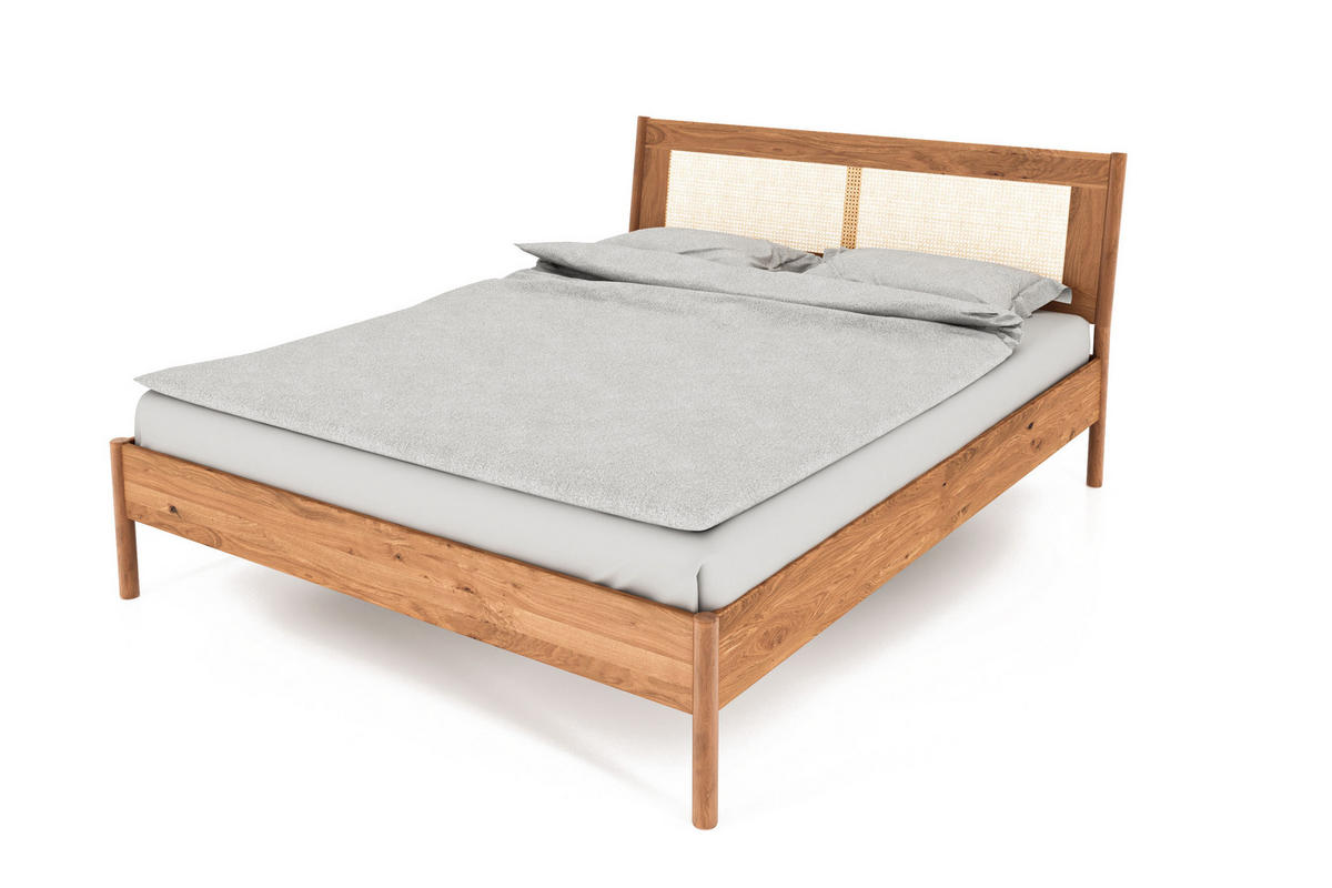 BETT MIT RATTANKOPFTEIL INA 200x220 Wildeiche - Wildeiche, Holz (200/220cm) - byoak