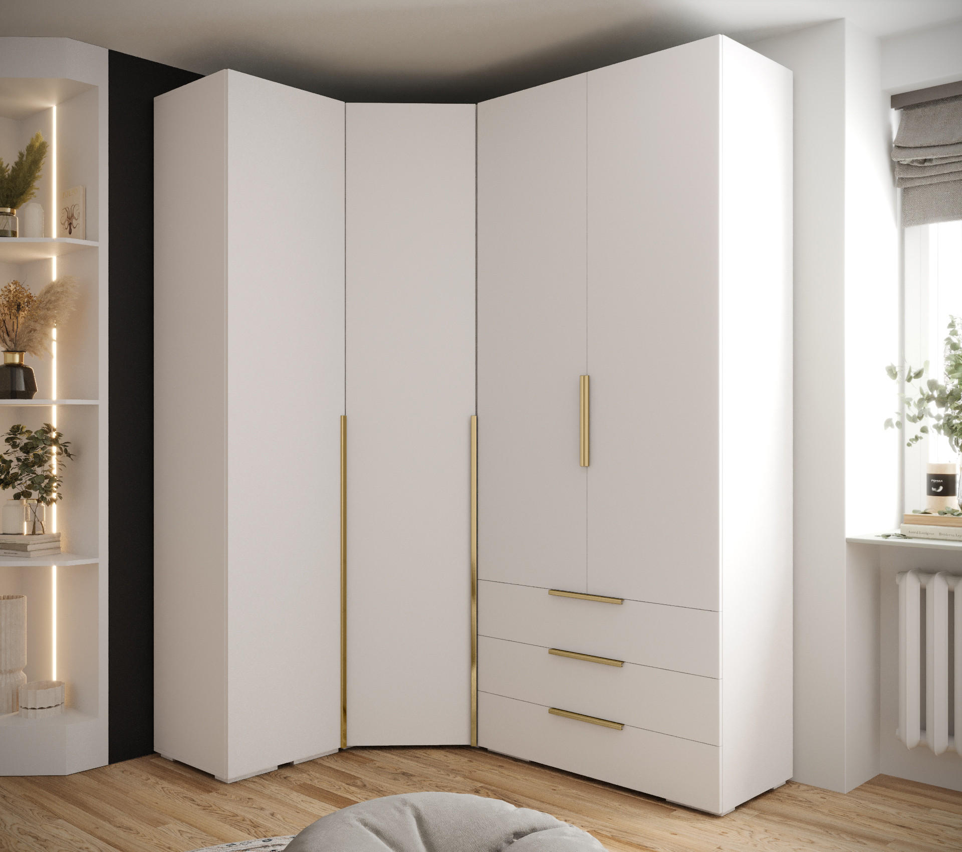 GARDEROBEN-SET 236,7/181,7/47 - Goldfarben/Weiß, Holz/Kunststoff (181.7/236.7/47cm) - Abiks Möbel