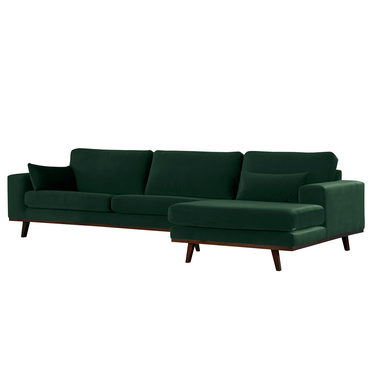 ECKSOFA mit Longchair - Buchefarben/Grün, Buchenholz/Textil (281/153cm) - home24