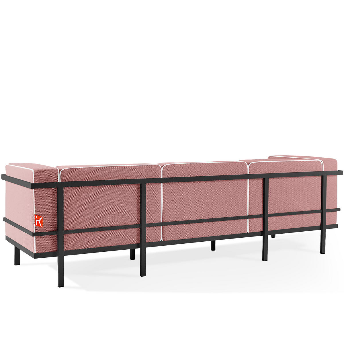 GARTENLOUNGE-SET TRIGLO 1x Tisch, 2x Sessel, 1x Sofa 3-Sitzer, 4-tlg., Modern, Dunkelgrau - Dunkelgrau/Rot, Glas/Textil - KONSIMO®