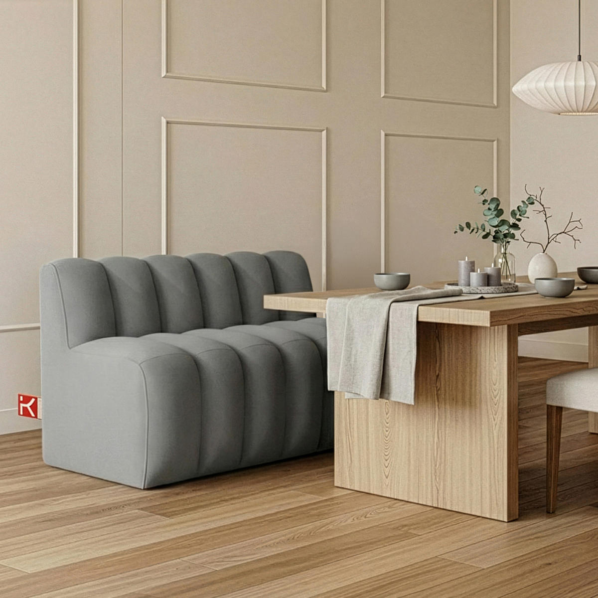 ESSZIMMERBANK CORDA, Hellgrau - Hellgrau, Holz/Holzwerkstoff (123/78/71cm) - KONSIMO®