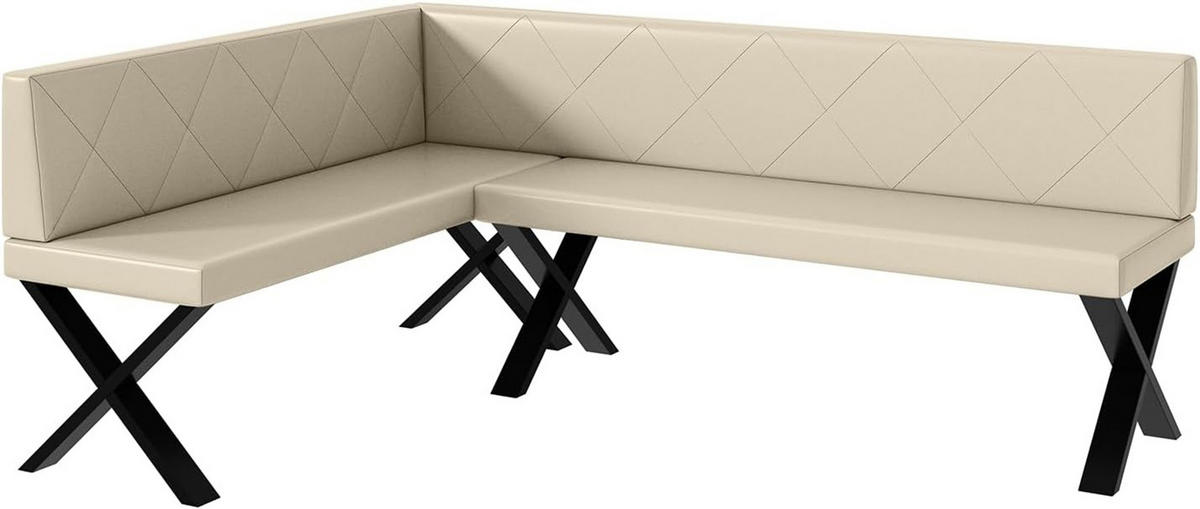 ECKBANK ERIC_X - Creme, Leder (142/196cm) - Meblini