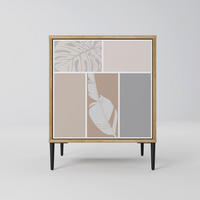 SIDEBOARD TROPICAL SHAPES, Eichefarben, 57,5x42x72,5 cm, Schwarze Metallfüße - Eichefarben/Multicolor, Holzwerkstoff/Metall (57.5/72.5/42cm) - SpaceRebels