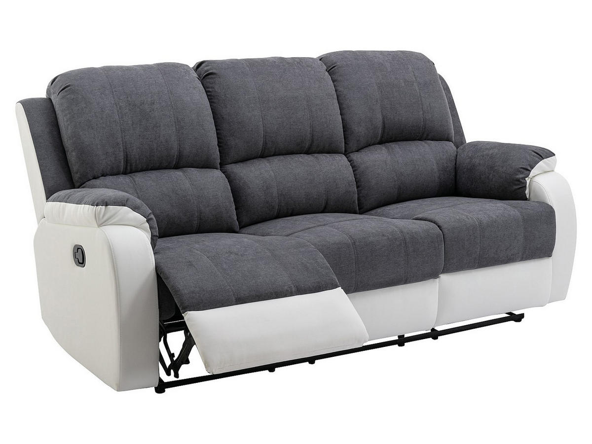 COUCHGARNITUR mit Sessel - 6 Personen - stoff - grau, weiß Brody - Weiß, Kunststoff/Textil (87/99/98cm) - Vente-Unique