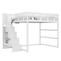 HOCHBETT 140/200 cm Weiß aus Massivholz mit Treppe - Weiß, Holz (140/200cm) - OKMYHOME