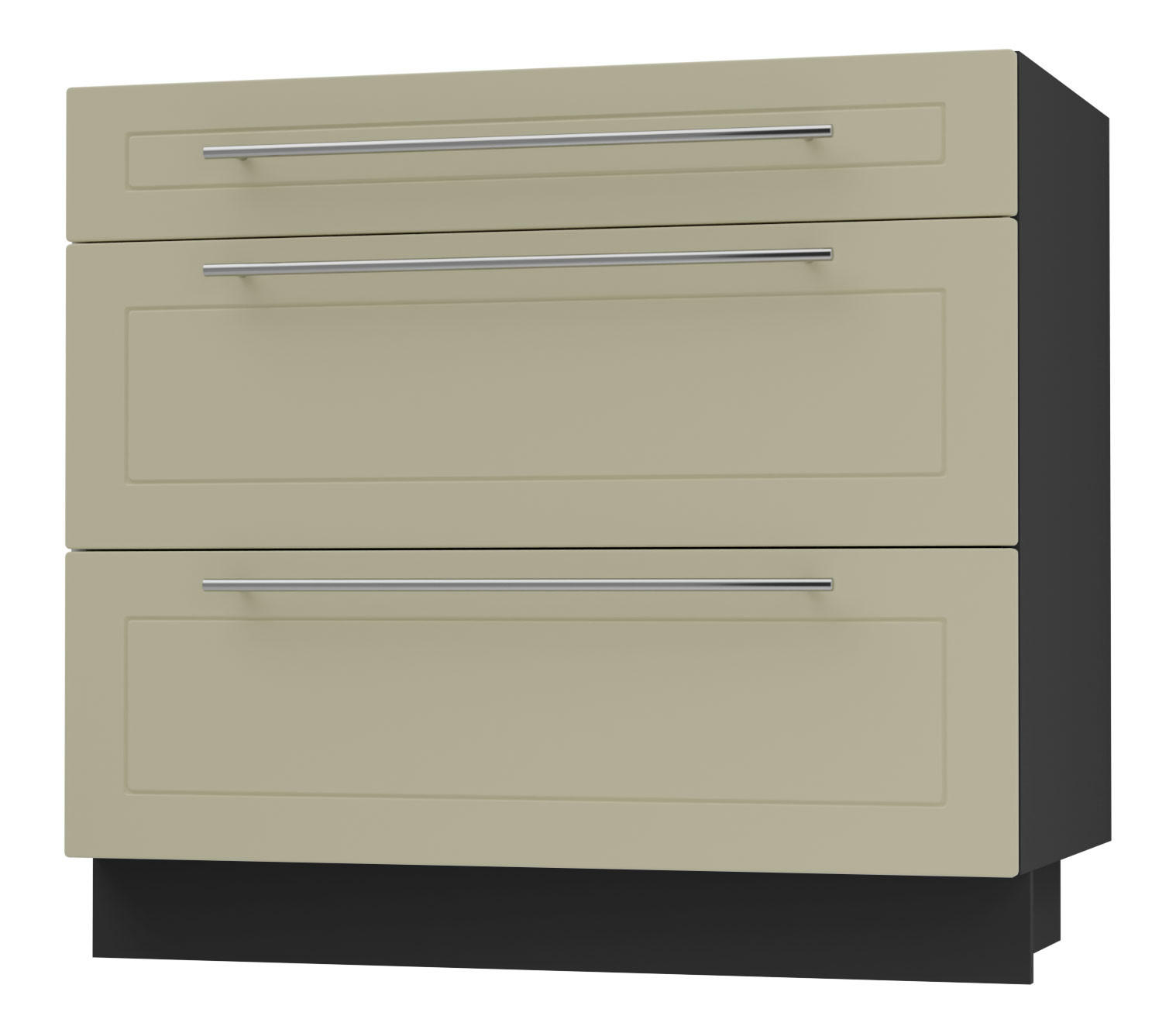 SCHUBLADENUNTERSCHRANK Kvantum D3A/90 90 / 50 / 82cm - Creme/Schwarz, Holz/Holzwerkstoff (90/82/50cm) - Feldmann-Wohnen