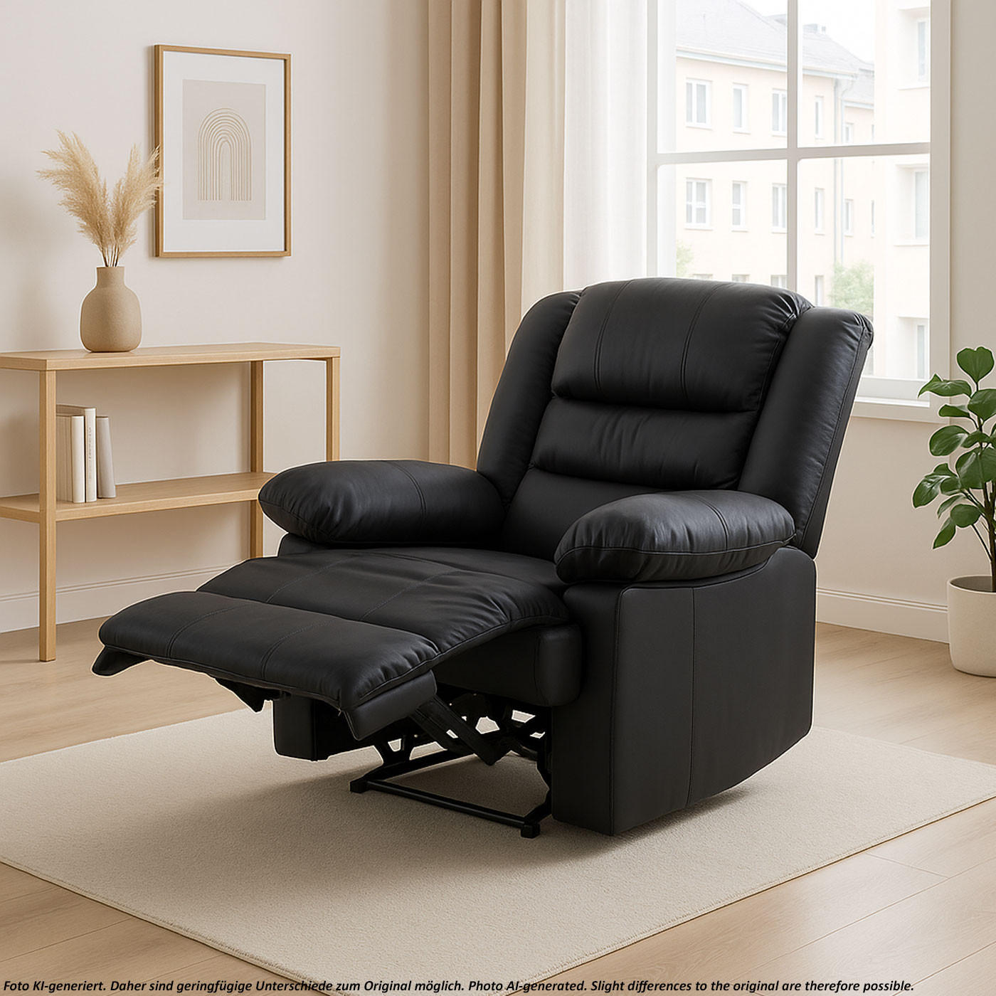 RELAXSESSEL Schwarz - Schwarz, Leder (87/101/150cm) - MCW