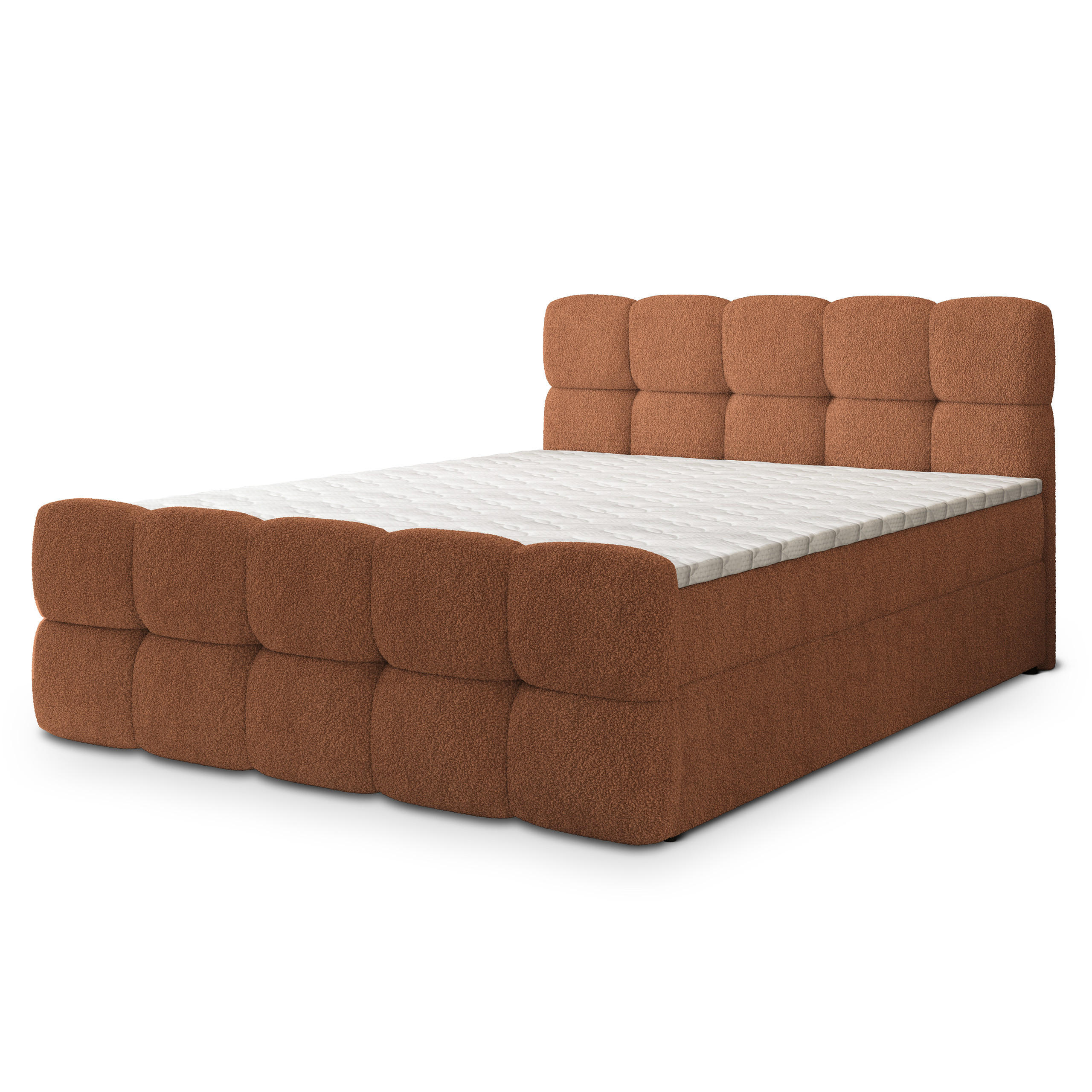 BOXBETT BRUME 180x200 cm mit Matratze und Topper, H2+H3 - Kupferfarben - Kupferfarben, Holz (180/200cm) - MASSENO