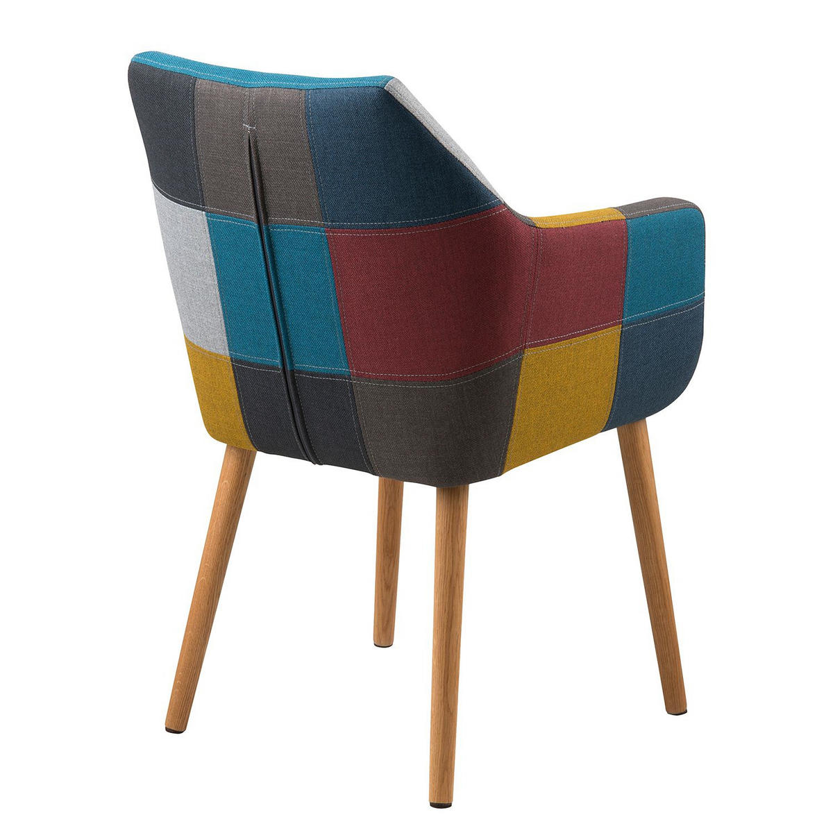 ARMLEHNENSTUHL - Webstoff / Massivholz Eiche - Mehrfarbig - Eichefarben/Multicolor, Eichenholz/Holz (58/84/58cm) - home24