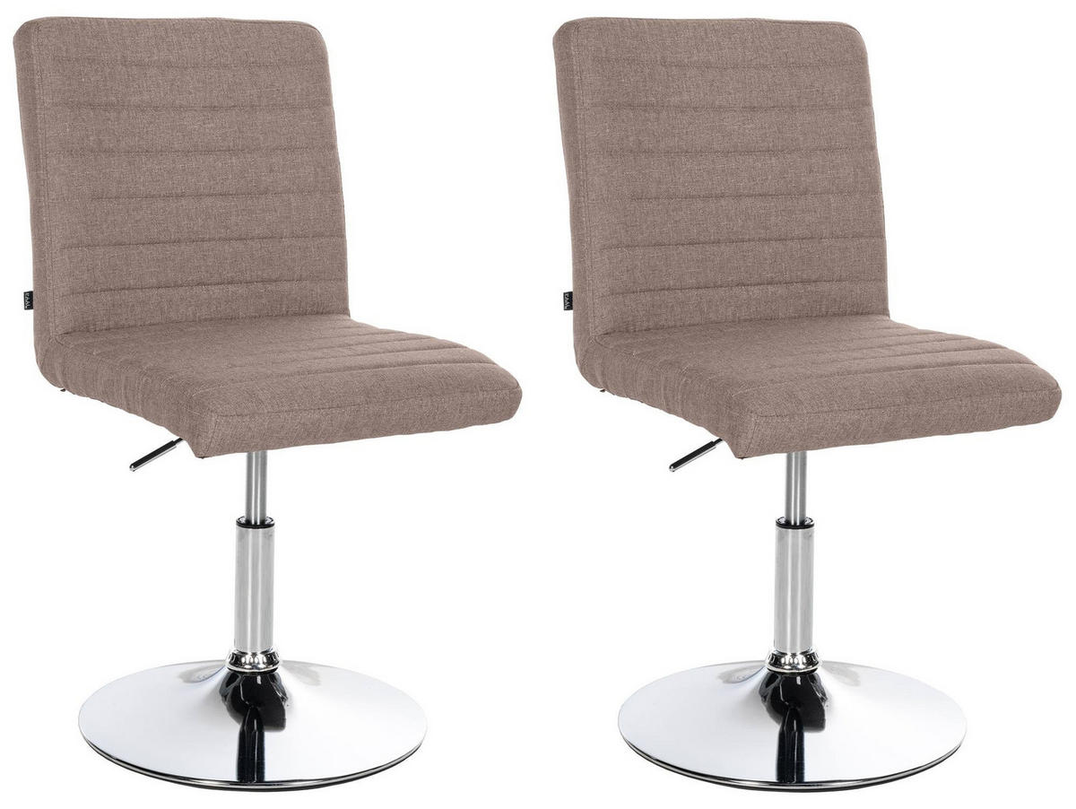 DREHSTUHL 2er Set Stoff taupe - Taupe/Chromfarben, Textil/Metall (44/81/60cm) - CLP