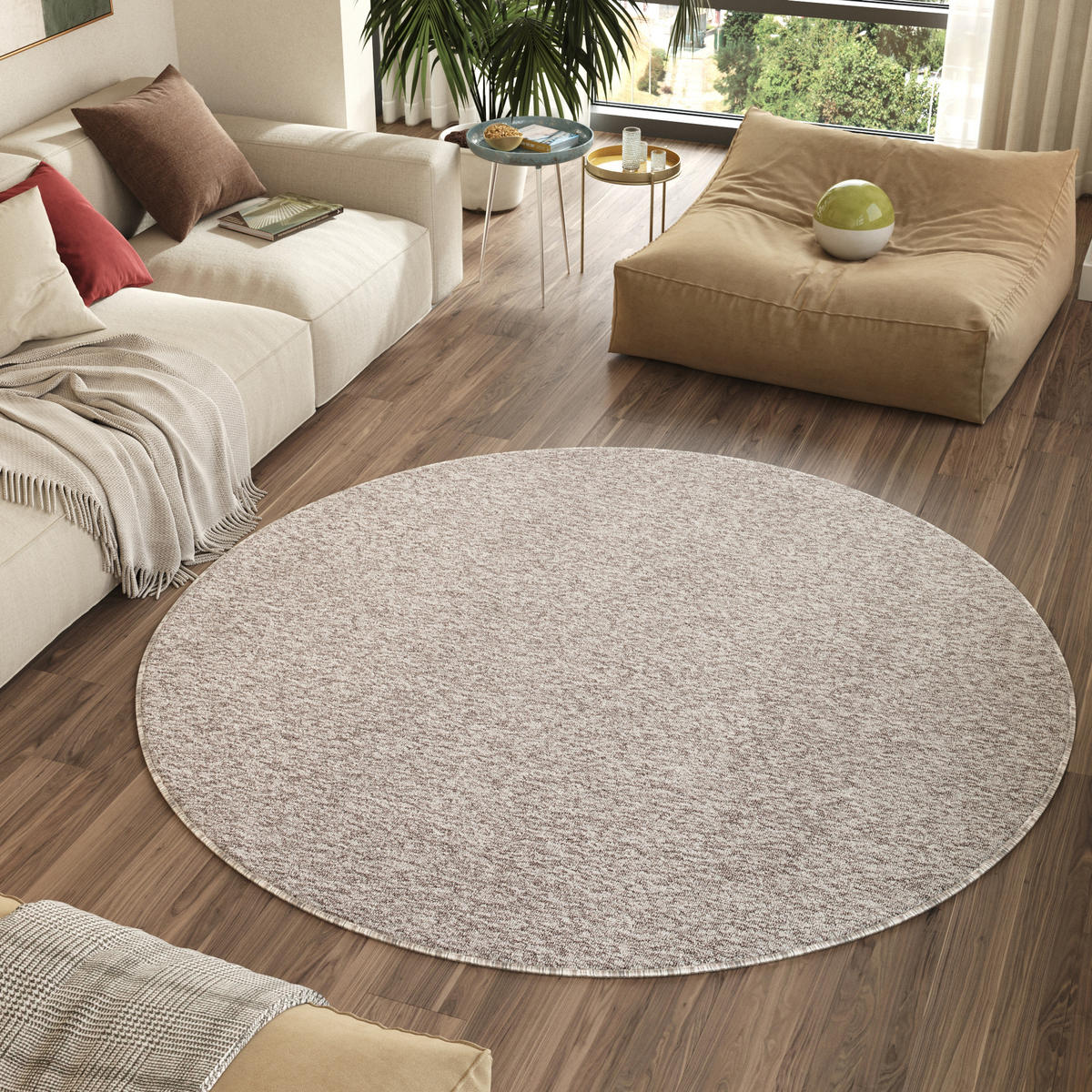 TEPPICH NIZZA Silber, rund 100/100 cm - Silberfarben, Textil (100/100cm) - Tapiso