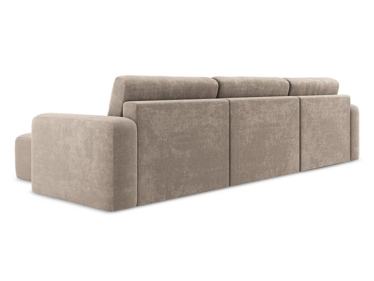 WOHNLANDSCHAFT Chenille Stoff Beige - Beige/Schwarz, Kunststoff/Textil (332/79/149cm) - Makamii