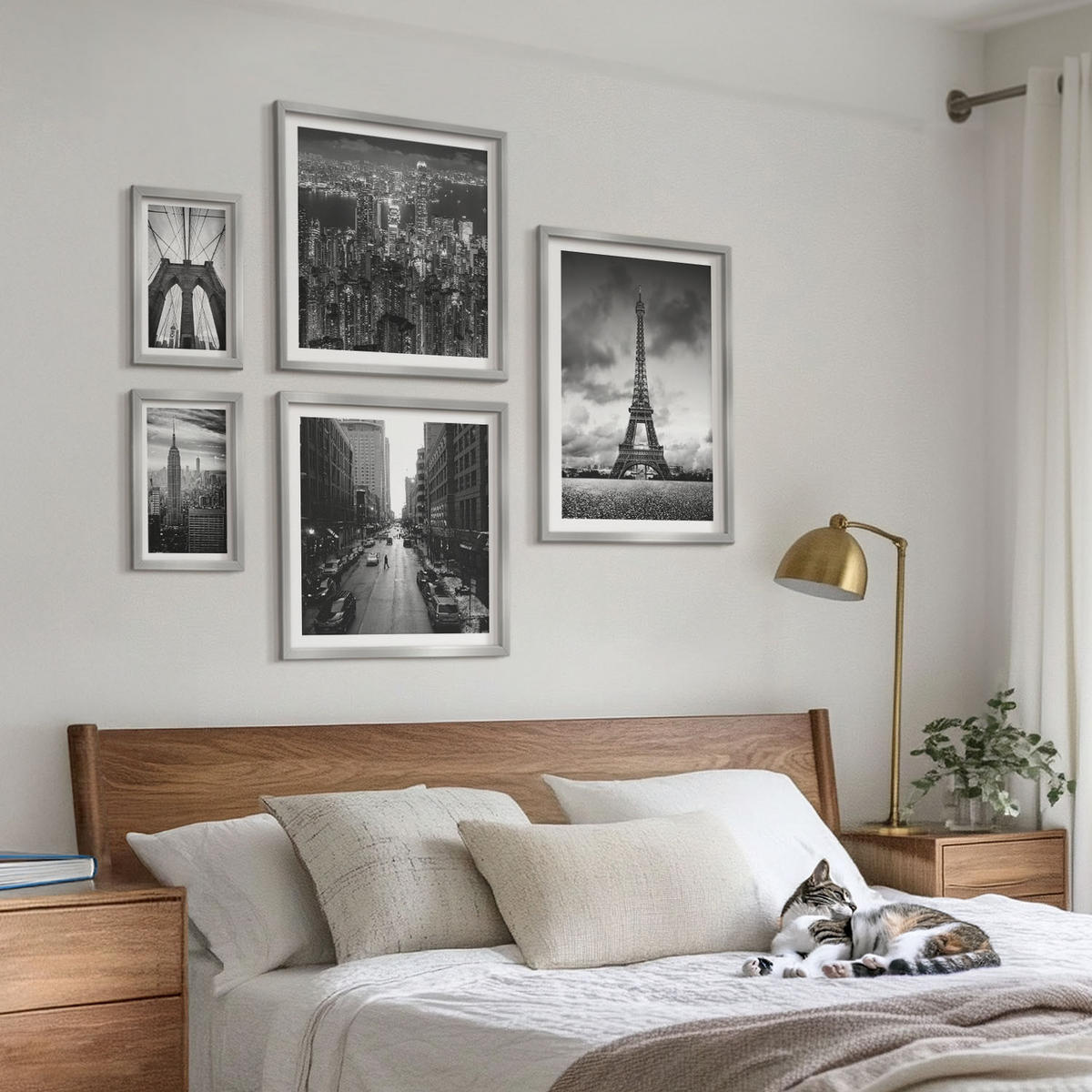 BILDER SET 5er Set - 50x50 cm & 20x30 cm & 40x60 cm Silberner Rahmen - Sommerstrände, Meereslandschaft - Silberfarben, Kunststoff (40/60cm) - TULUP