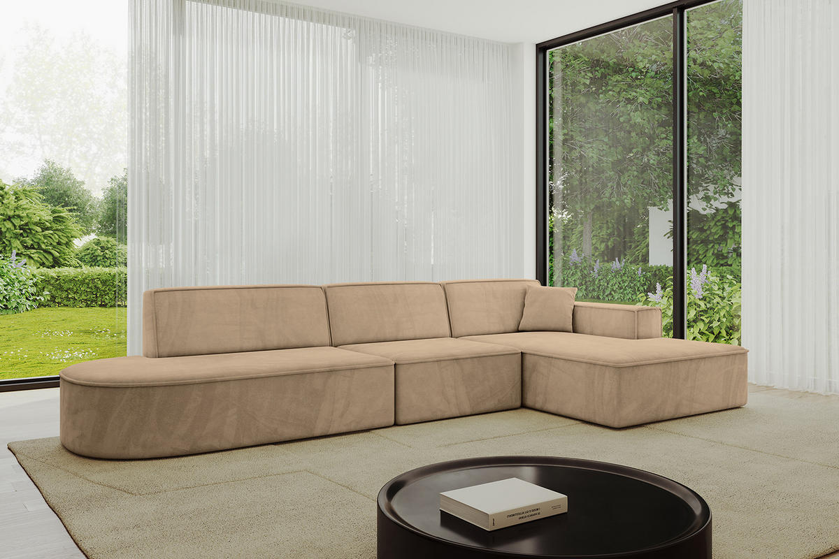 ECKSOFA Ottomane Rechts IREA-L2-v4 - 328x171x79 cm Beige - Beige, Holzwerkstoff/Textil (171/328cm) - ALTDECOR