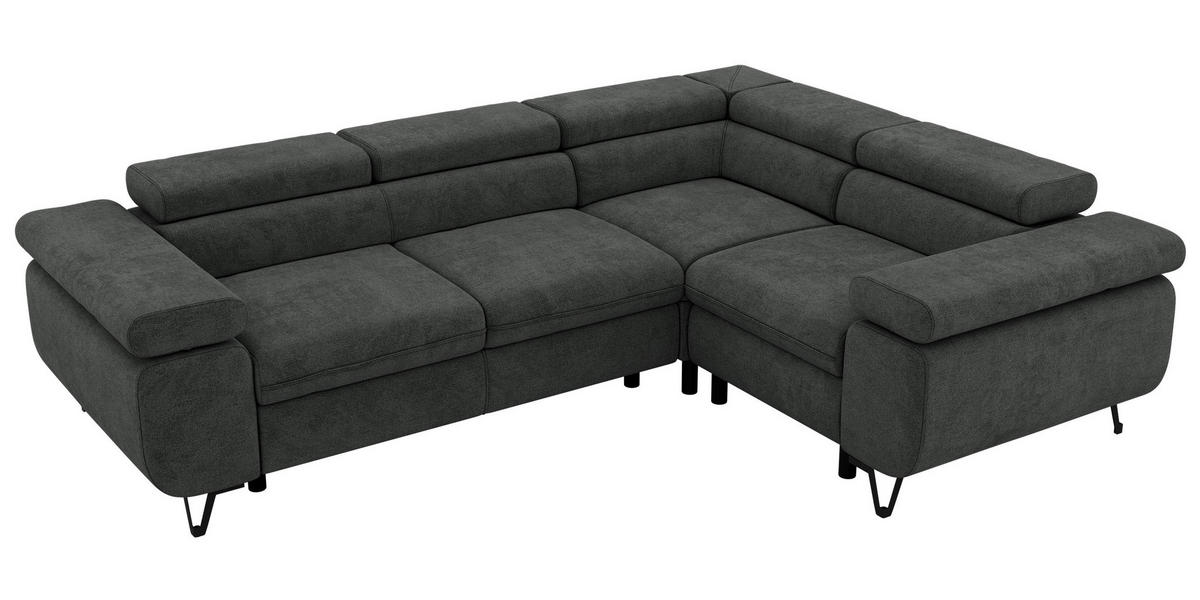 ECKSOFA ORSO L Dunkelgrau Stukture - Rechts Seite - Dunkelgrau/Schwarz, Textil/Metall (268/197cm) - MKS
