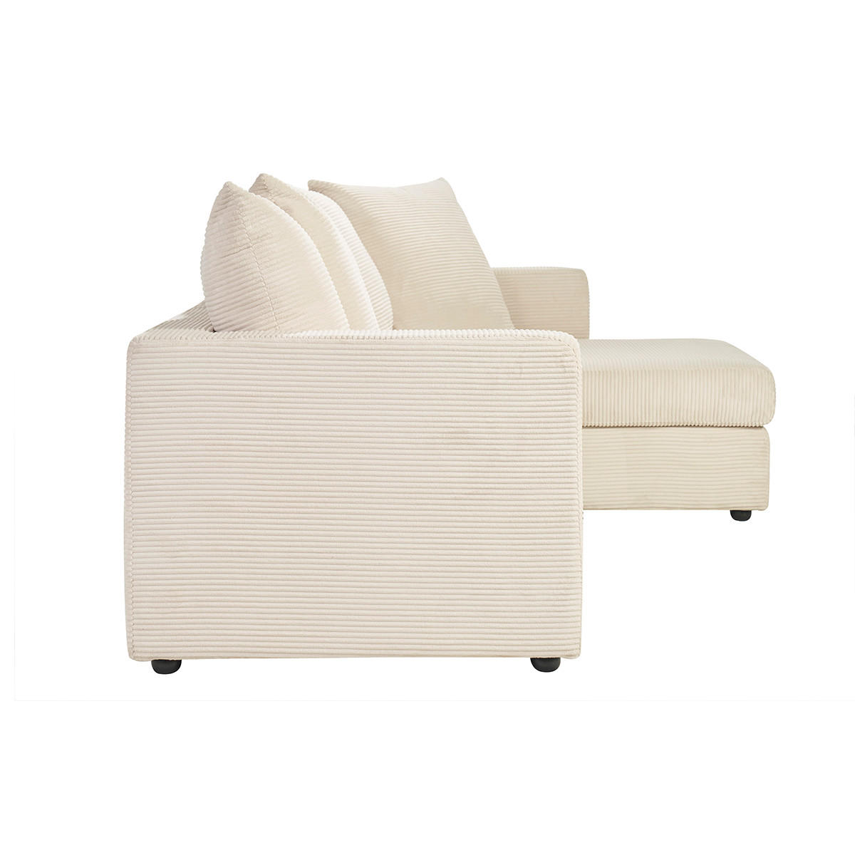 ECKSOFA rechts umwandelbar 4 Sitze in beige Cordstoff mit 13 cm Matratze BACIO - Beige, Textil (150/276cm) - Miliboo