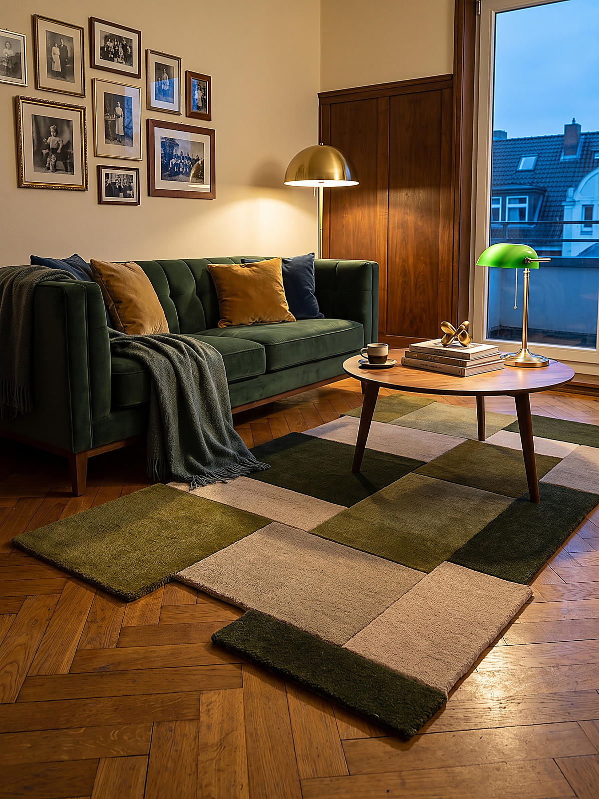 WOLLTEPPICH handgetuftet HALLEIN, Farbblöcke, Erdtöne-Grün, 200 x 290 cm - Grün, Textil (200/290cm) - KADIMA DESIGN