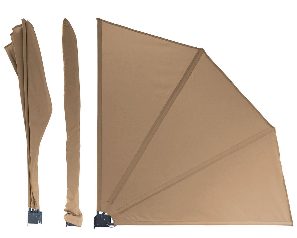 SICHTSCHUTZFÄCHER 2er Set 140x140 cm Beige mit Easy Mount Wandplatte - Beige, Metall (2/140cm) - QUICK STAR