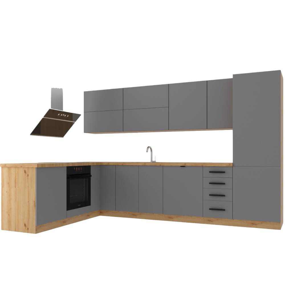 WINKELKÜCHE 330 x 210 cm Langen K53-M330 in Beige/Matt - Beige, Holz (330/212/210cm)