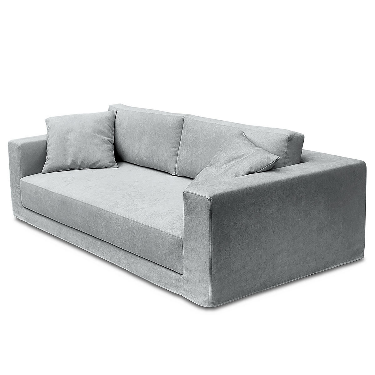 3-SITZER SOFA mit Wechselbezug - Webstoff - Hellgrau, Textil (245/63/122cm) - home24