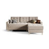 ECKSOFA BARI RN01, Eckcouch in L-Form mit Schlaffunktion, Farbe: Beige, Velourstoff, Ottomane Rechts - Beige, Textil (224/144cm) - O-Sofa