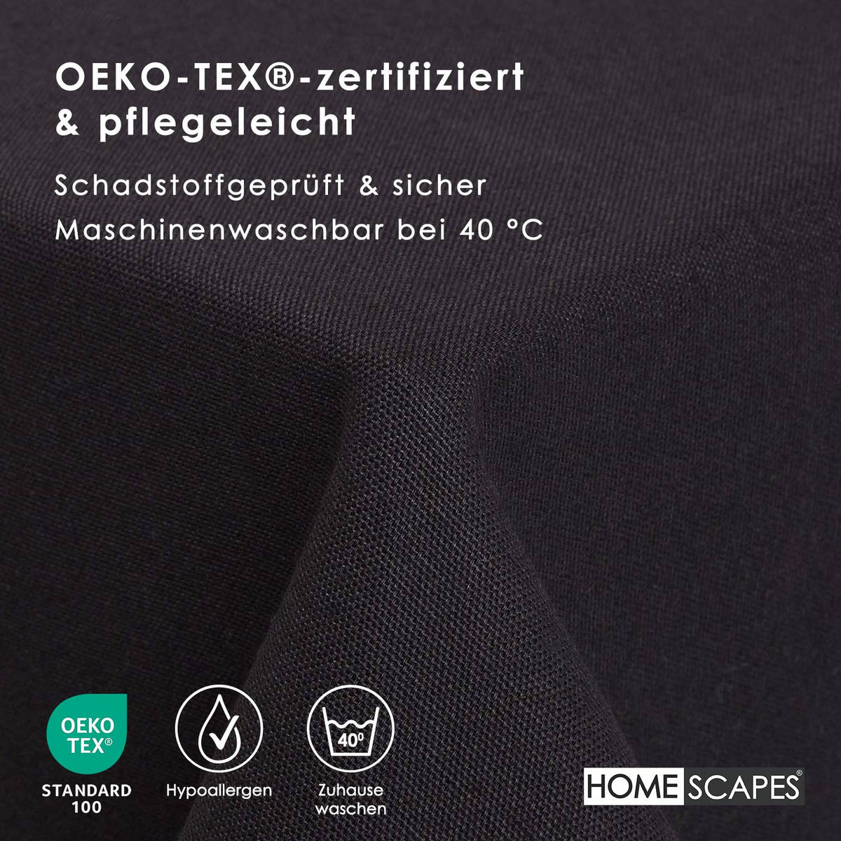 TISCHDECKE schwarz 178/300 cm, 100% Baumwolle - Schwarz, Textil (178/300cm) - Homescapes