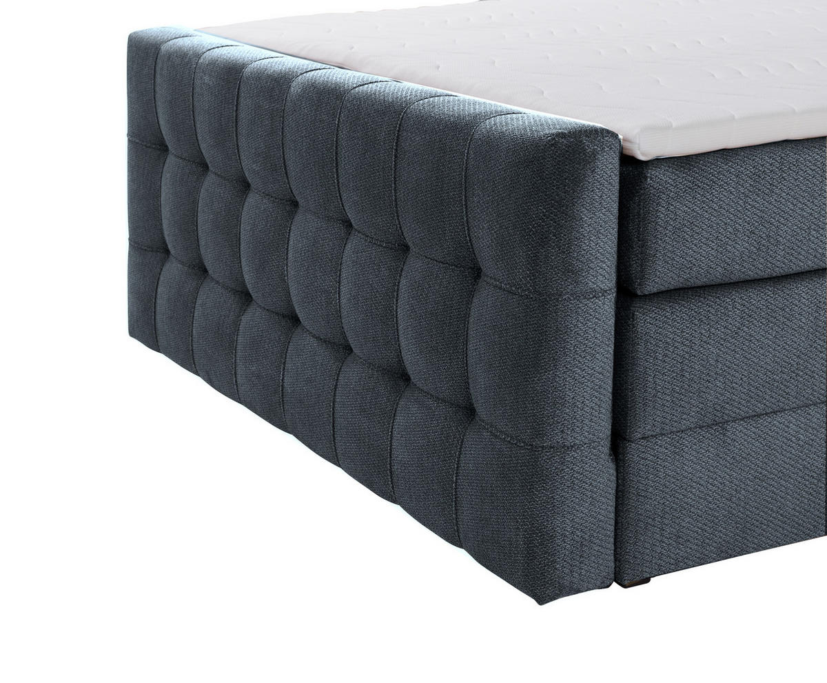 BOXSPRINGBETT IMPERIAL mit Topper und Bettkasten, Anthrazit, 140x200 cm - Anthrazit, Textil (140/200cm) - KS Home Concept