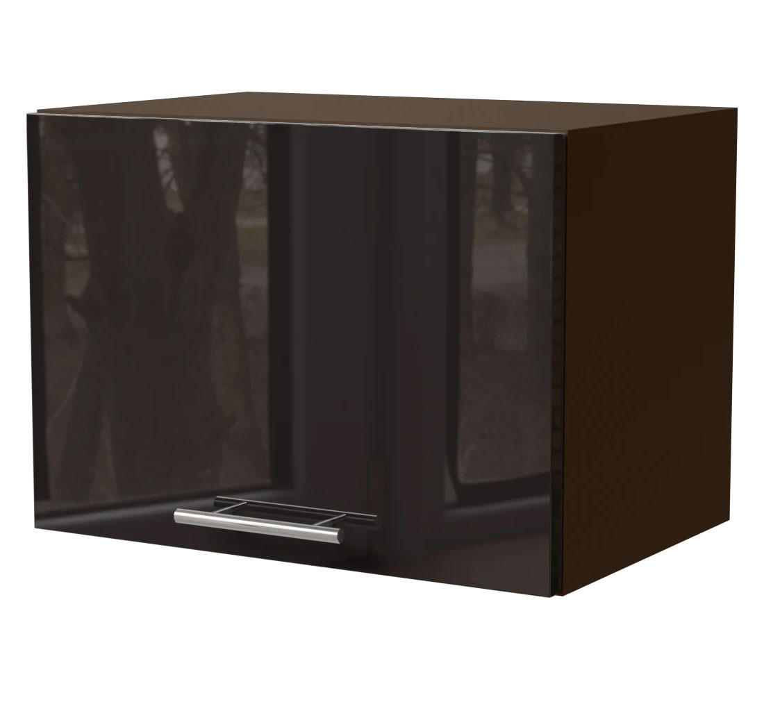 KLAPPHÄNGESCHRANK Essen W4B/50 Schwarz Hochglanz / Lava Matt 50 / 32,5 / 36cm - Schwarz Hochglanz/Dunkelgrau, Holz/Holzwerkstoff (50/36/32.5cm) - Feldmann-Wohnen