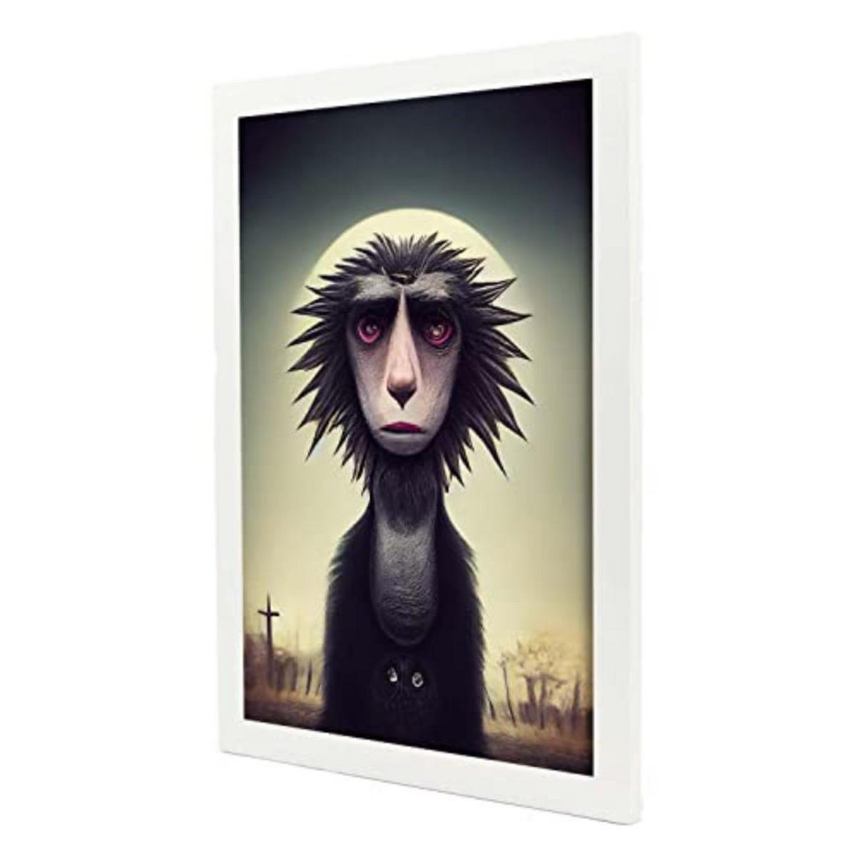 POSTER Set mit 4 Savanne Tier im T Burton Goth Stil A3 Weißer Rahmen - Weiß, Papier (29.7/3cm) - Nacnic