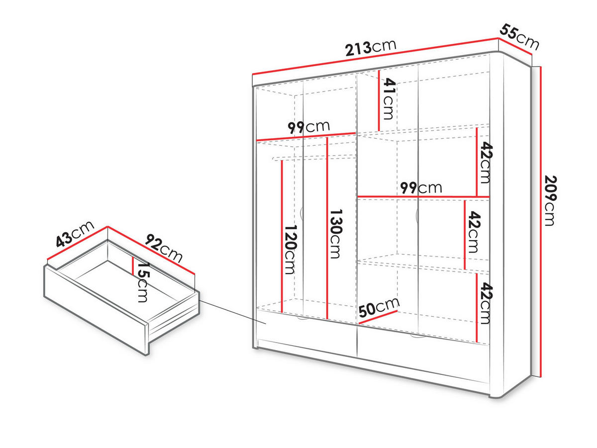 DREHTÜRENSCHRANK Lante - Beige/Goldfarben, Holzwerkstoff/Metall (213/209/55cm) - MIRJAN24