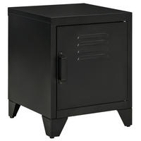 NACHTTISCH aus Metall 40x40x50 cm Schwarz mit verstellbarem Innenregal, Jalousietür und Anti-Kipp-Beschlag - Schwarz, Metall (40/50/40cm) - Modfu