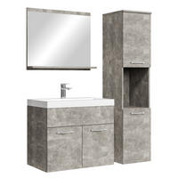 BADMÖBEL-SET Montreal 4 Teile Beton Grau - 60 x 35 x 51 cm - Grau, Holz (60/51/35cm) - Badplaats