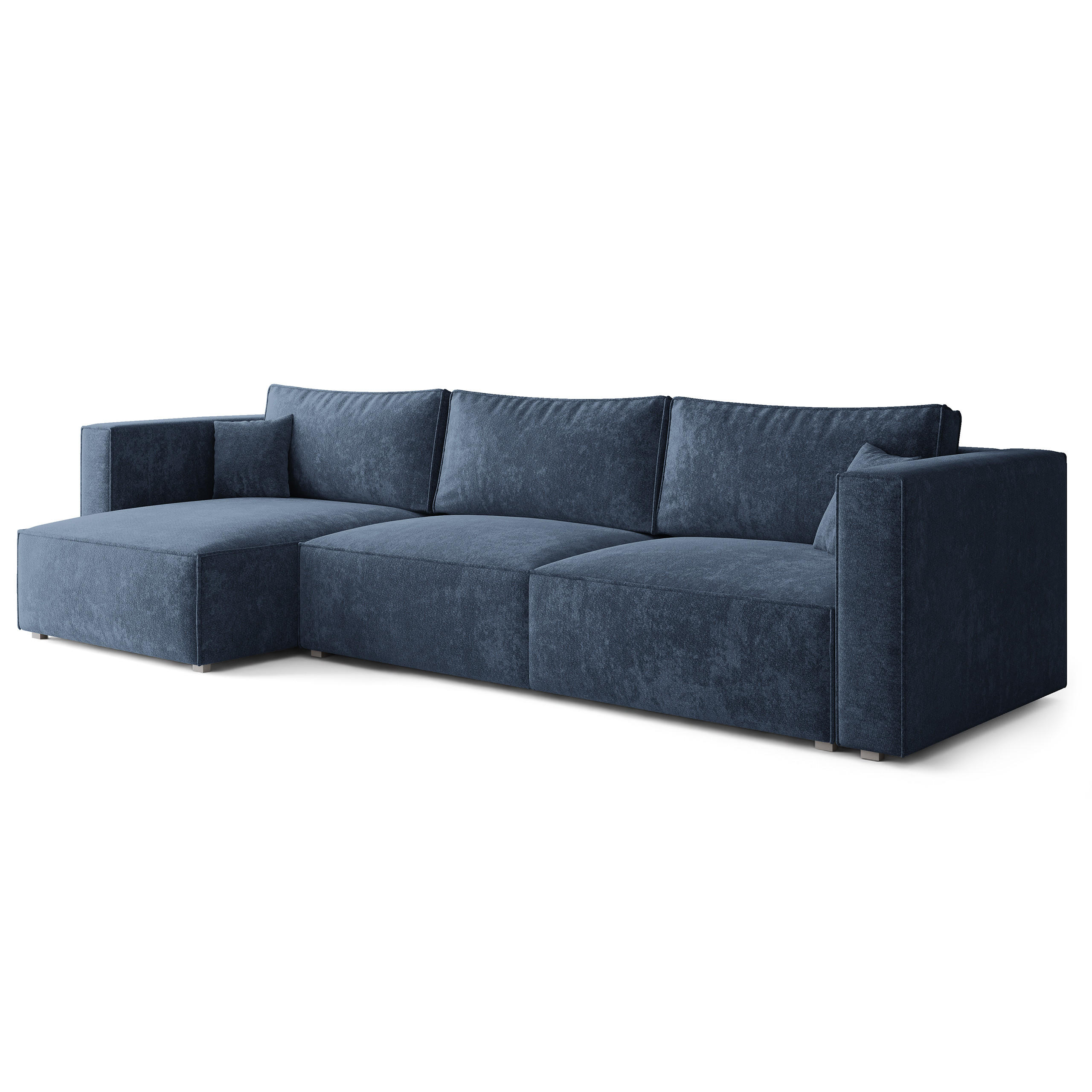 ECKSOFA TOLMO LM Blau Chenille mit Schlaffunktion - Blau, Holzwerkstoff/Textil (347/148cm) - MASSENO