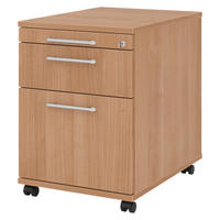 ROLLCONTAINER - mit Hängeregistratur 58/42,8/59 cm in Nussbaumfarben Relinggriff (Kunststoff) - Nussbaumfarben, Holzwerkstoff (42.8/59/58cm) - bümö