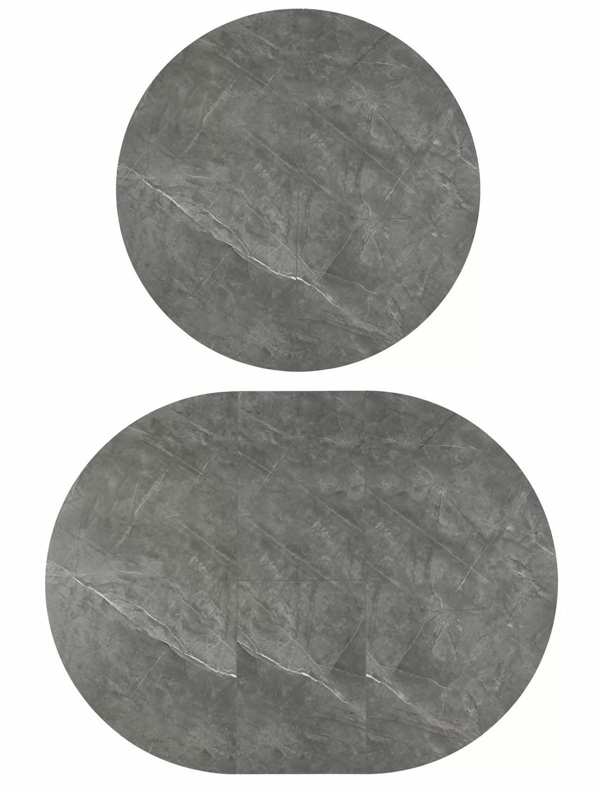 ESSTISCH Angel Marmor Grau / Schwarz 120-160 / 120 / 75cm - Grau, Holz/Holzwerkstoff (120/120/75cm) - Feldmann-Wohnen