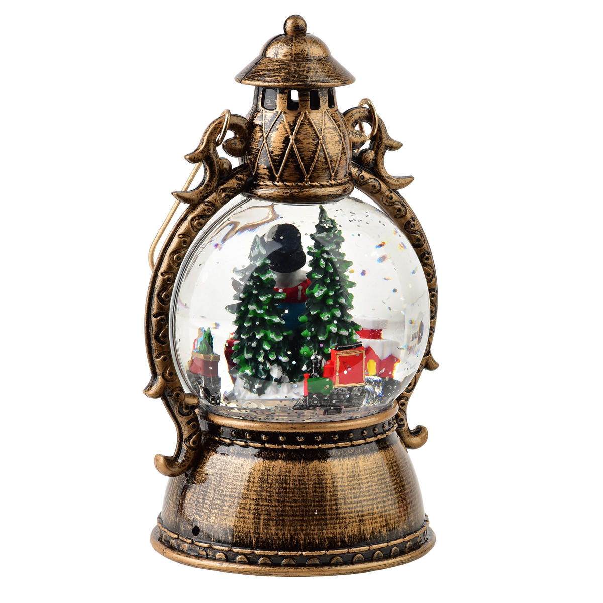 WEIHNACHTSLATERNE Santa Lila Gold Led-Musikfunktion - Braun, Kunststoff (13/22/13cm) - Mondex