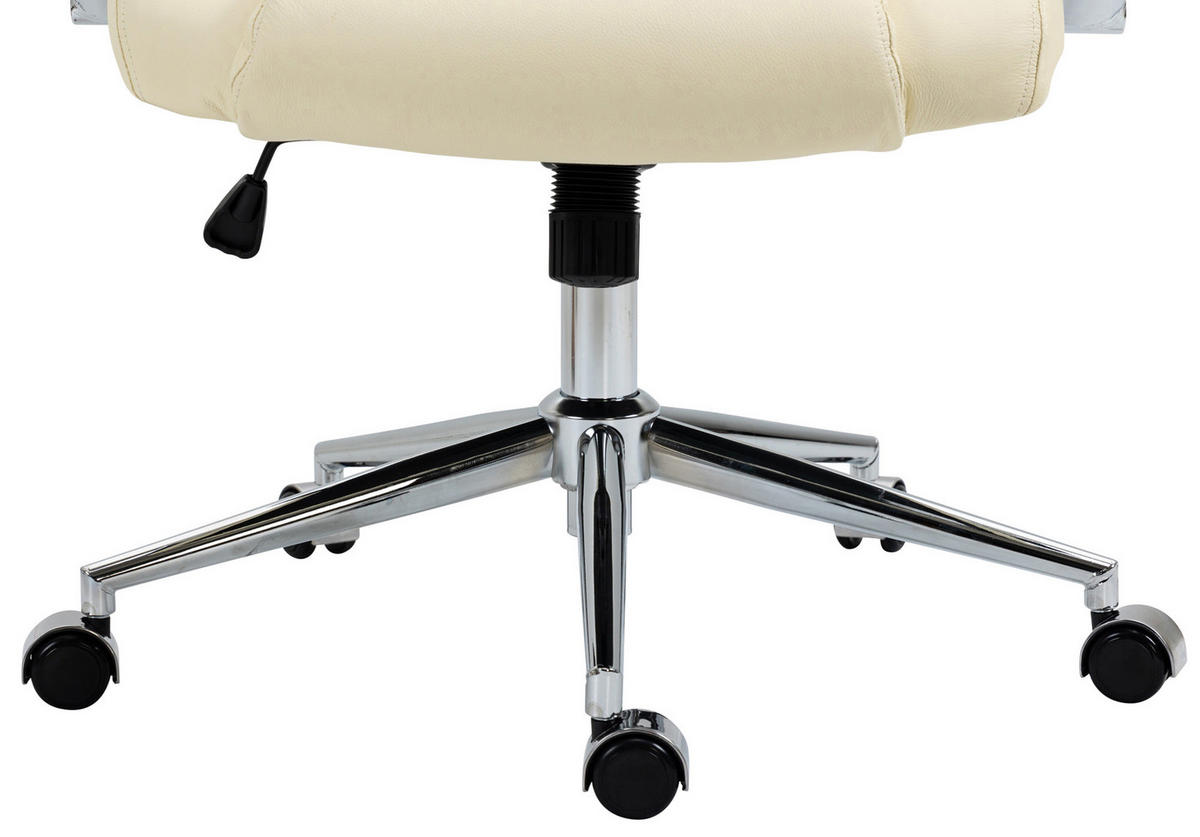CHEFSESSEL Echtleder creme - Chromfarben/Creme, Leder/Metall (64/120/79cm) - CLP