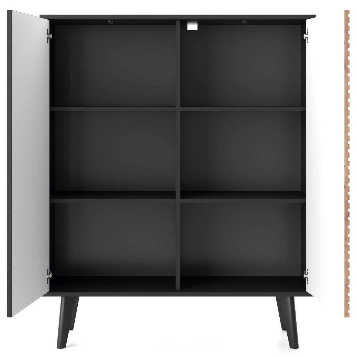HIGHBOARD VILLETTA 104/125/39 cm mit 2 Türen Schwarz - Schwarz/Eiche Artisan, Holzwerkstoff (104/125/39cm) - MASSENO