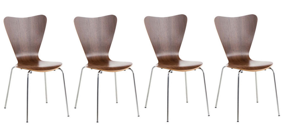 BESUCHERSTUHL Groningen - 2er Set walnuss - Braun, Metall (46/81/47cm) - TPFLiving