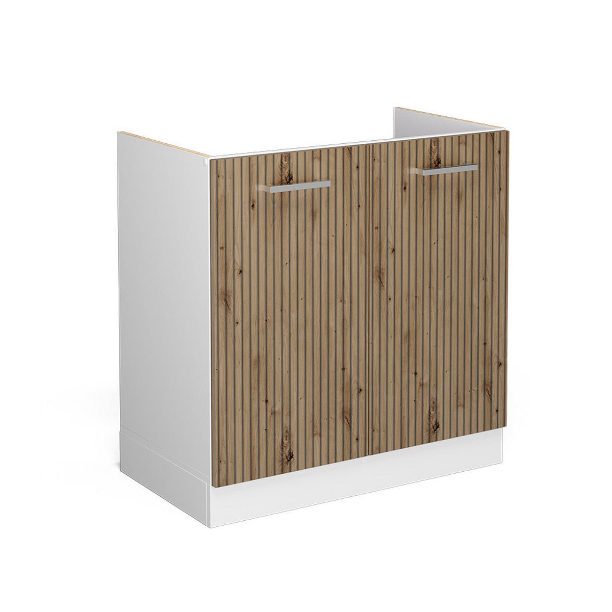 SPÜLENUNTERSCHRANK R-Line Artisan-Eiche 80 cm ohne AP - Weiß/Eiche Artisan, Holzwerkstoff (80/81.6/46cm) - Vicco