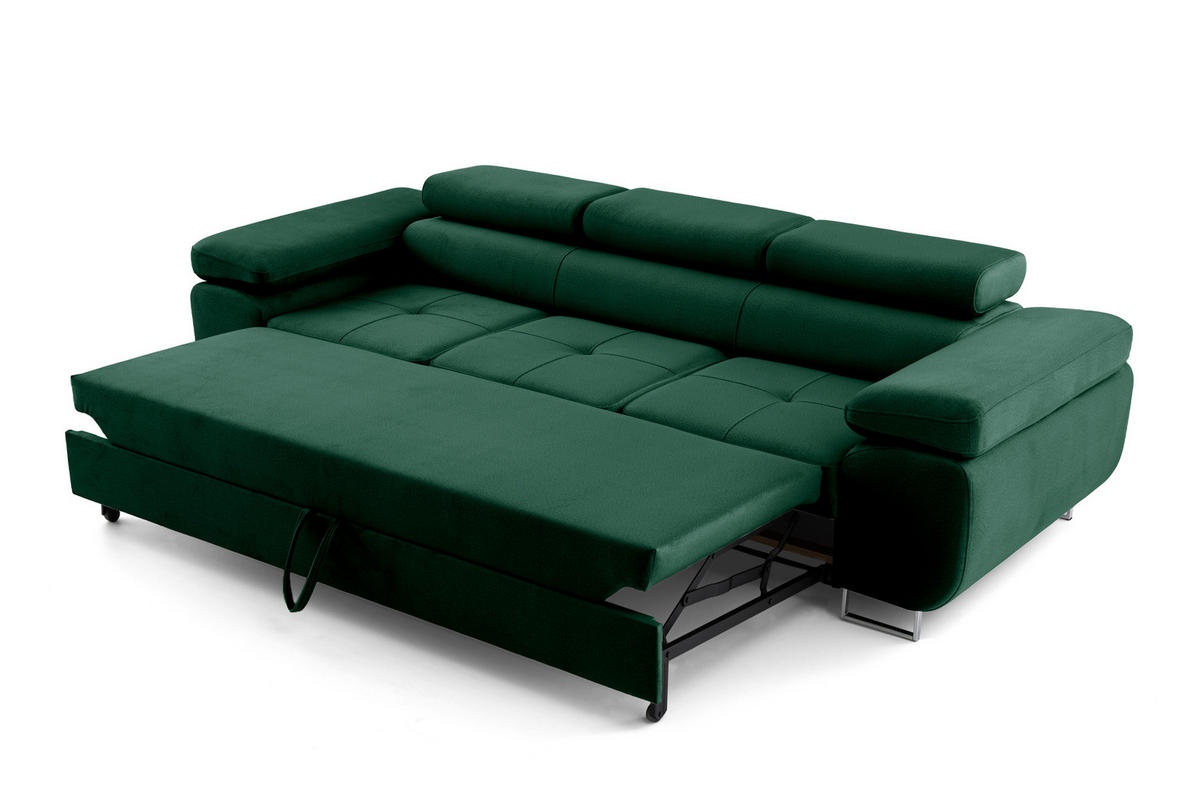 3-SITZER-SOFA WILD Dunkelgrün - Chromfarben/Dunkelgrün, Holz/Textil (262/90/102cm) - Muffo
