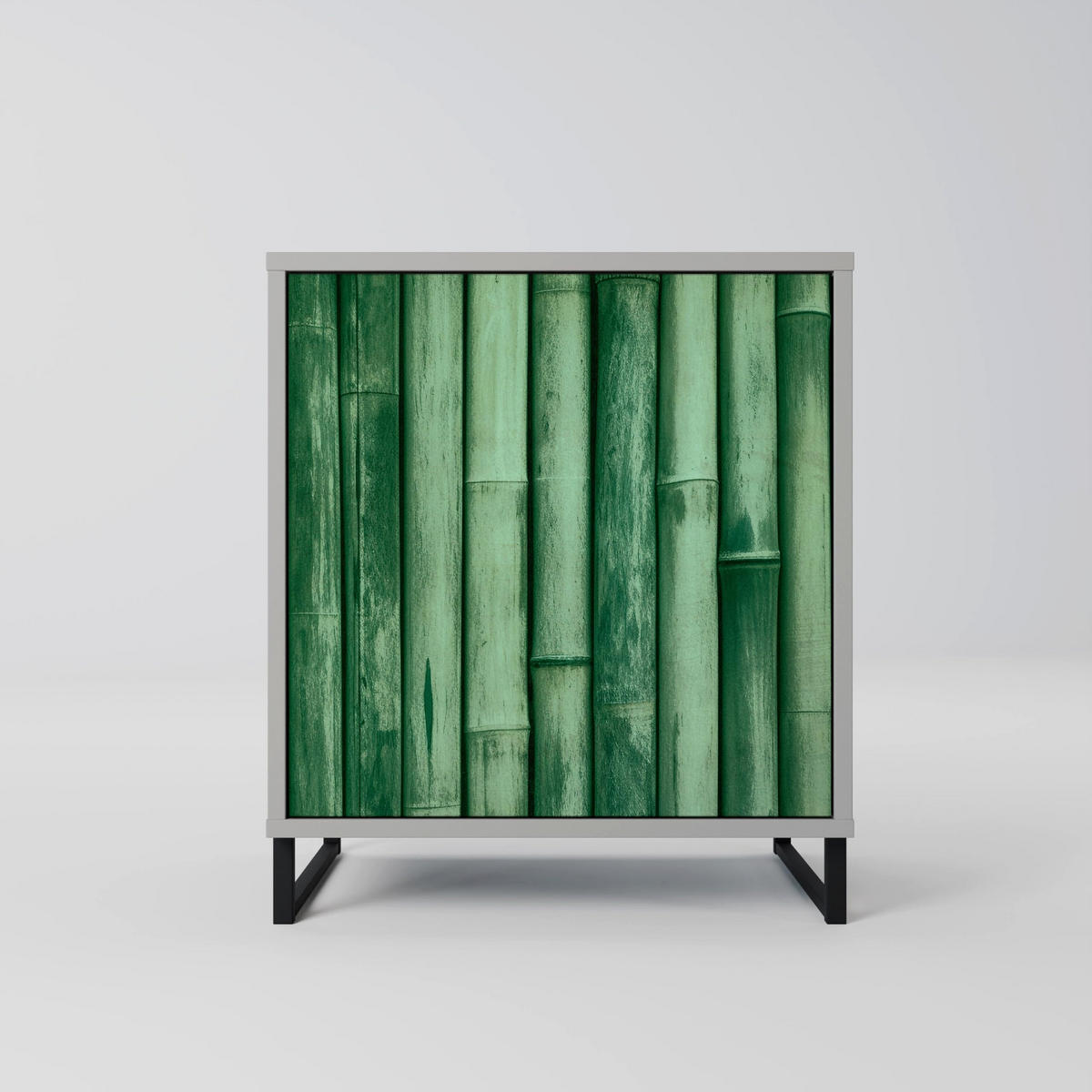 SIDEBOARD NATURAL GREEN, Grau, 57,5x42x77,5 cm, Schräge Buchenholzfüße - Buchefarben/Multicolor, Holzwerkstoff/Buchenholz (57.5/77.5/42cm) - SpaceRebels