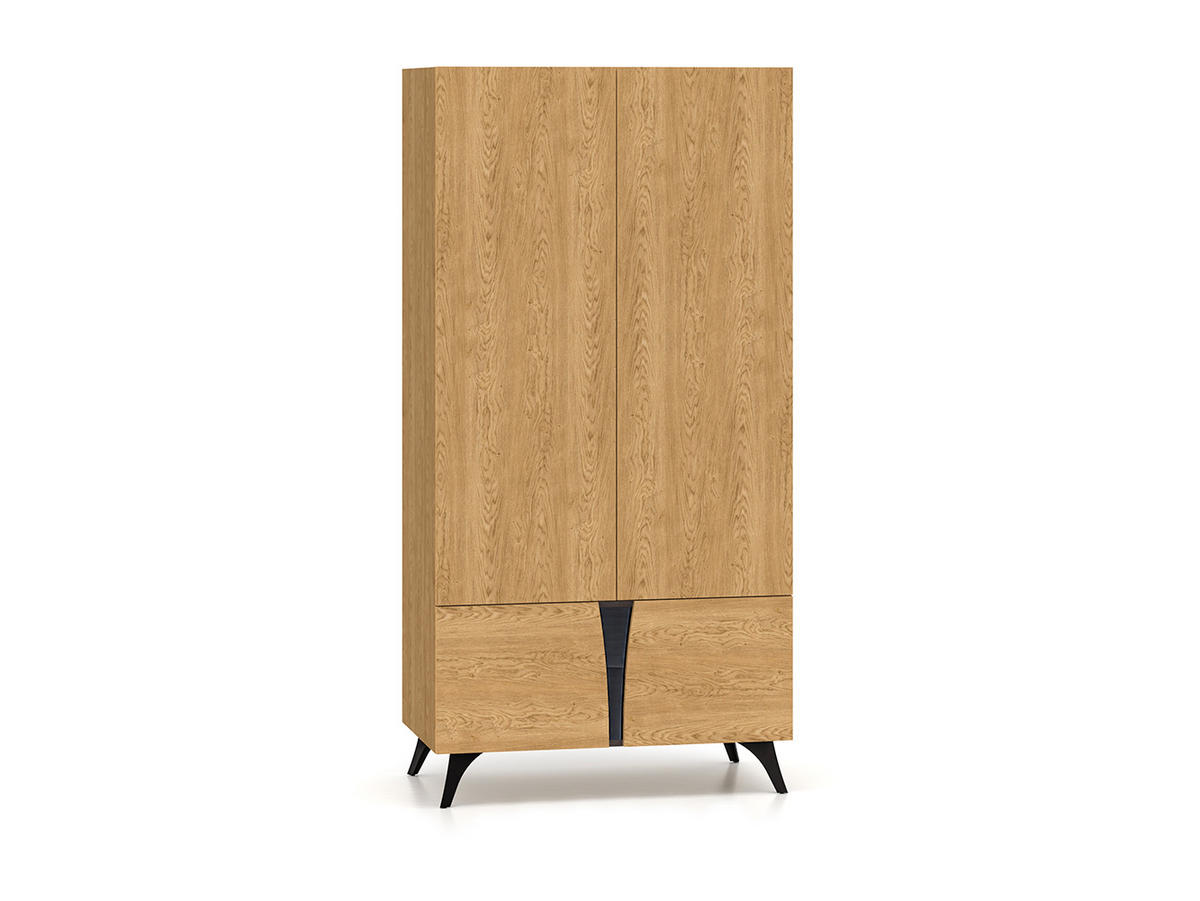 GARDEROBENSCHRANK Toscania Eiche / Schwarz 95 / 53 / 190cm - Eichefarben/Schwarz, Holz/Holzwerkstoff (95/190/53cm) - Feldmann-Wohnen