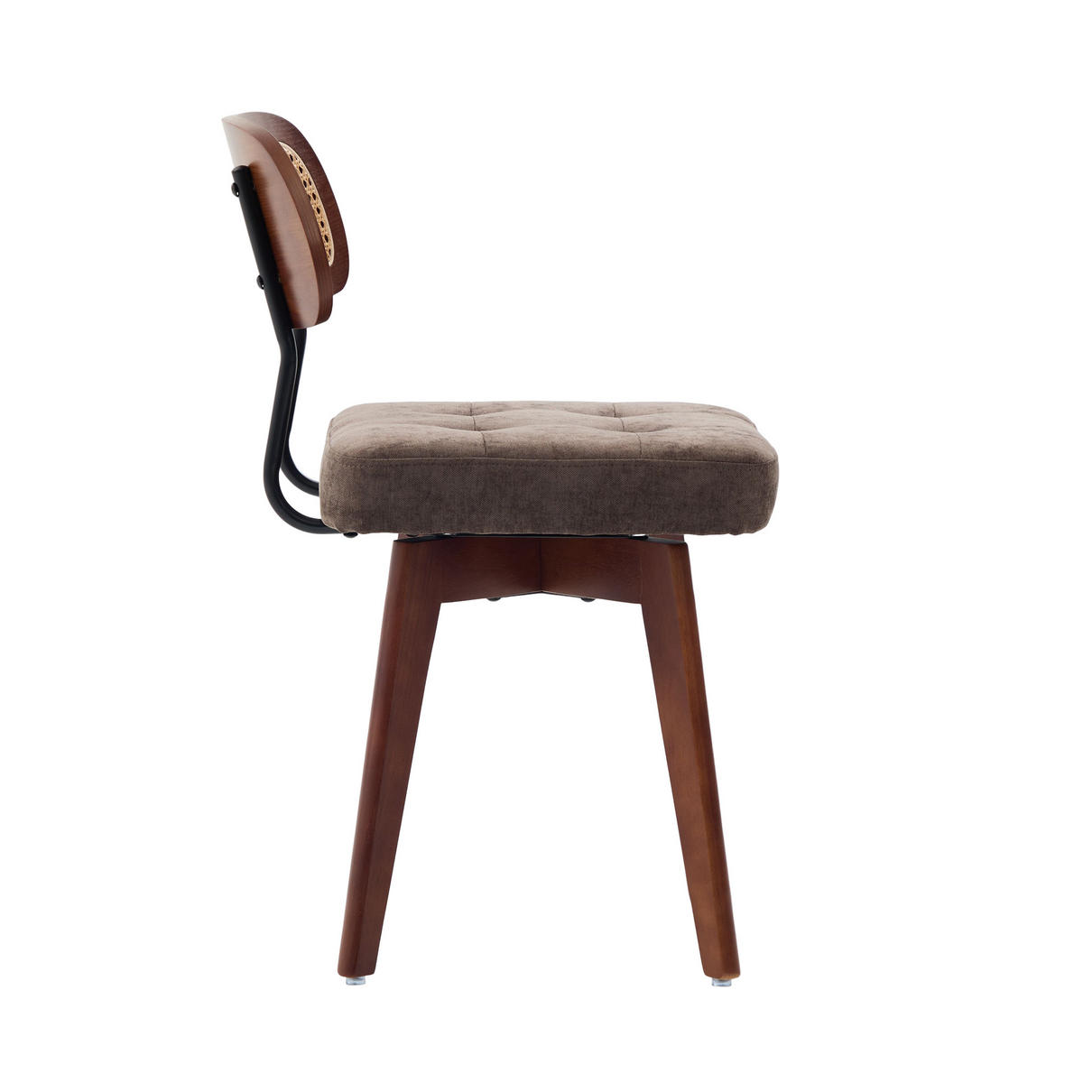 ESSZIMMERSTUHL 2er Set 360° drehbar, Wiener Geflecht, Chenille, Massivholz, Dunkelbraun - Dunkelbraun/Walnussfarben, Holz/Textil (43/77/50cm) - LVHOM