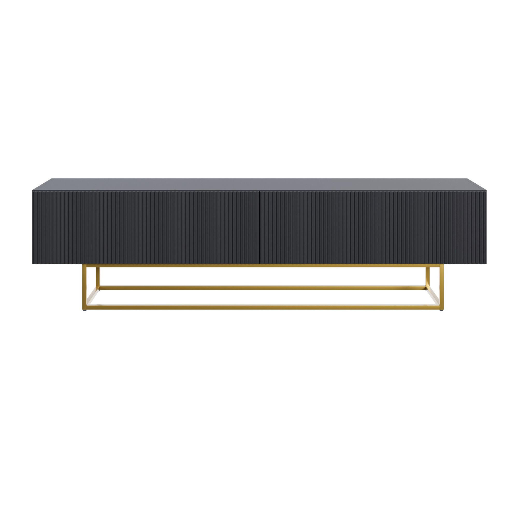 TV-SCHRANK Veldio Schwarz Gold 175 cm - Goldfarben/Schwarz, Holzwerkstoff/Metall (175/46.5/31.6cm) - Selsey