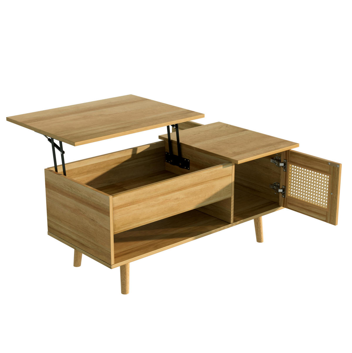 COUCHTISCH aus Spanplatte 103x50x46/60 cm in Naturfarben mit Liftfunktion - Naturfarben, Holzwerkstoff (103/50/60cm) - Modfu