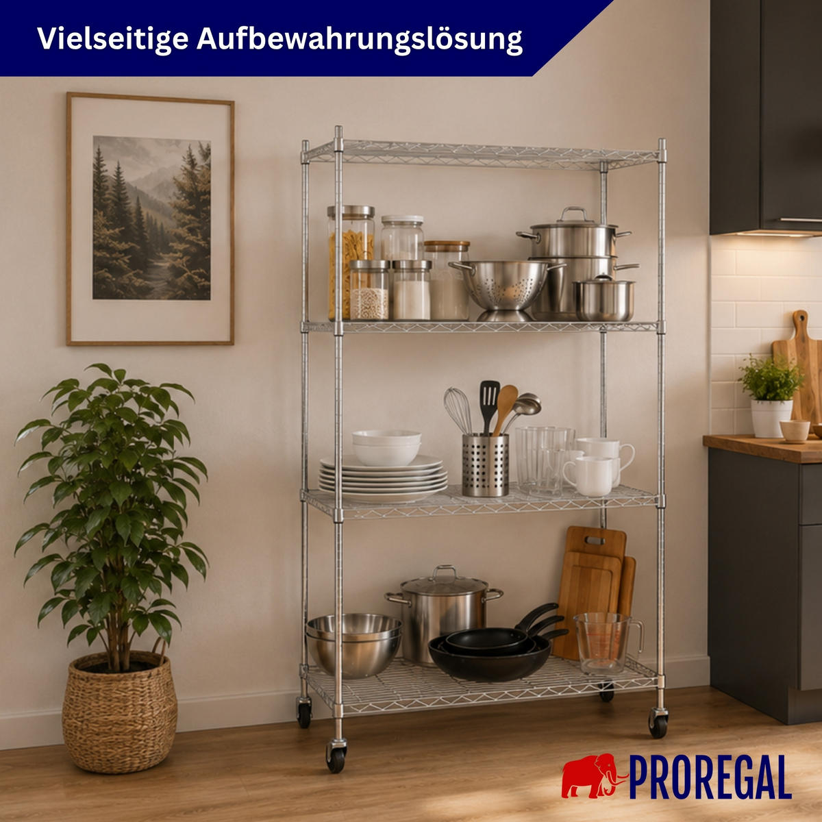 GITTERREGAL 2er - Set HADES mit Rollen & 4 Gitterböden Metall 160x90x60cm Silber - Silberfarben, Metall (90/160/60cm) - PROREGAL
