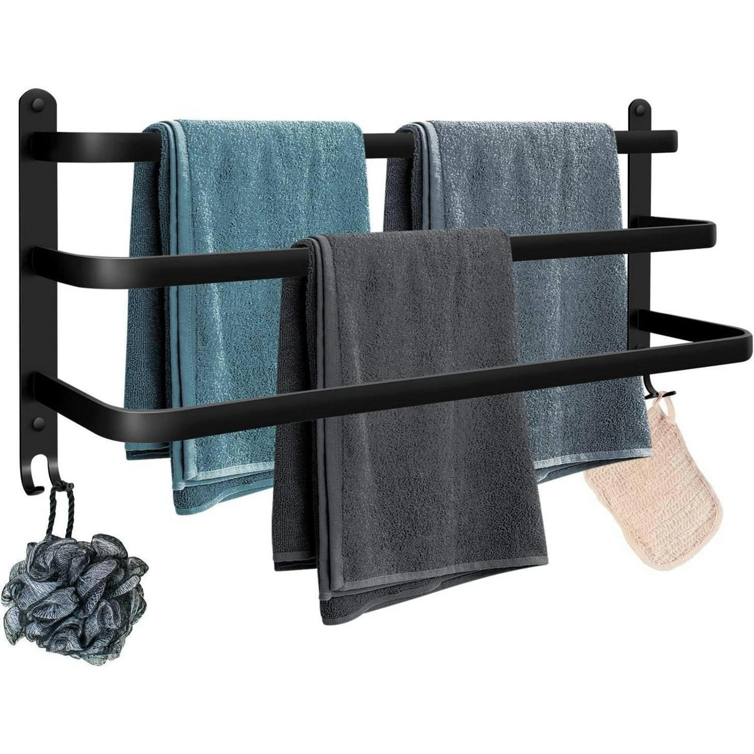 HANDTUCHSTANGE 70 cm Schwarz Aluminium 3-stöckig - Schwarz, Metall (23.5/14/70cm)